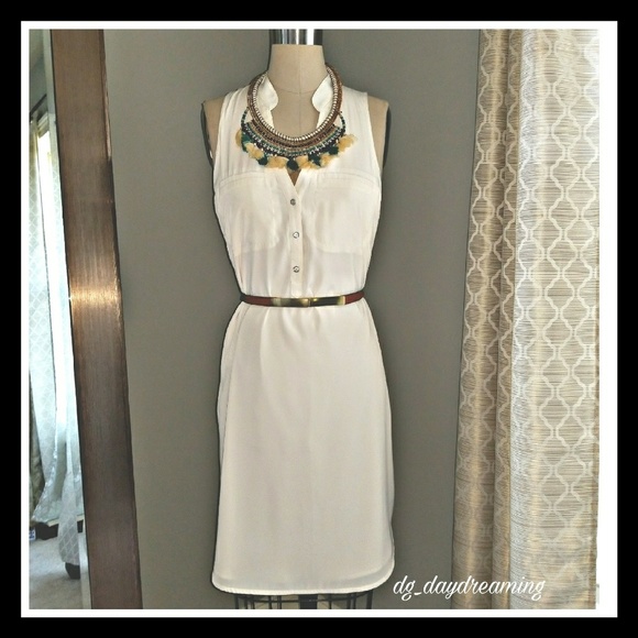 3 for $30 Express Ivory Sleeveless Dress - Picture 2 of 6